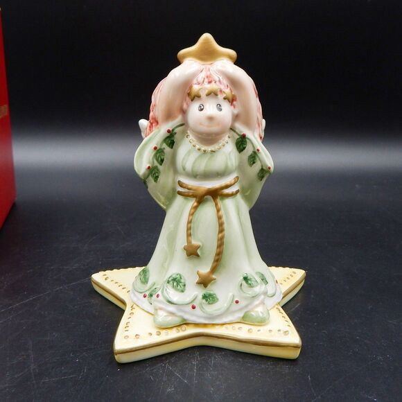 Fitz and Floyd Moonbeams Christmas Angel Taper Candle Holder Candlestick Ceramic - Picture 2 of 12